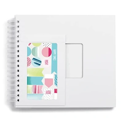 Image de Hama album photo à personnaliser soi même avec accessoires (album de scrapbooking 50 pages blanches, kit créatif autocollants, spirales fenêtre visualisation, livre DIY