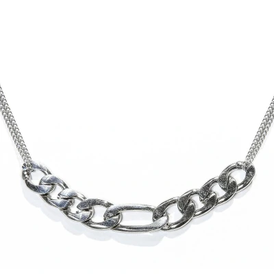 Afbeelding van Laura Ferini Dames Ketting Romana Zilver Zilverkleurige Met Schakel 18K Witgoud Verguld Halsketting Collier Sieraad Accessoires Hanger