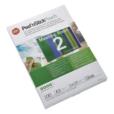 Image de GBC Pochette de plastification Peel&#039;nStickPouch, format A3, 250 microns, pqt 100