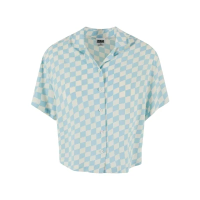 Afbeelding van Urban Classics Overhemdblouse, Dames, Maat: Large, Oceanbluecheck