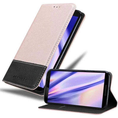 Afbeelding van Cadorabo Hoesje geschikt voor Motorola Google NEXUS 6 in ROSE GOUD ZWART Beschermhoes met magnetische sluiting, standfunctie en kaartvakje Book Case Cover Etui