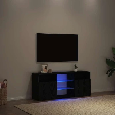 Afbeelding van vidaXL Tv meubel met LED 120x30x50 cm bewerkt hout zwart eiken
