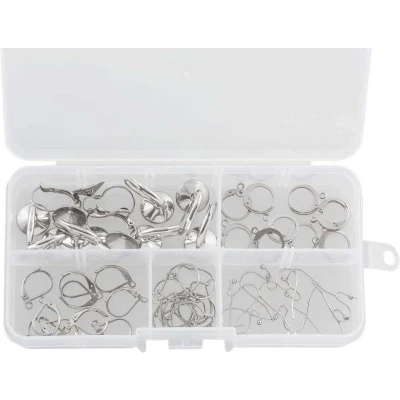 Afbeelding van Pakket Stainless Steel Oorhangers (5 verschillende soorten) Antiek Zilver