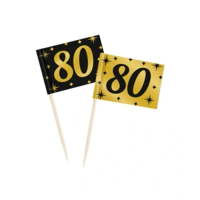 Afbeelding van Coctail Prikkers 80 jaar Classy 6,5cm 50 stuks