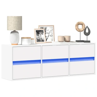 Afbeelding van Tv wandmeubel met LED verlichting 130x31x45 cm wit
