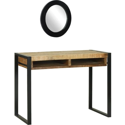 Afbeelding van vidaXL Kaptafel met Spiegel 100x50x75 cm Massief Ruw Mango Hout
