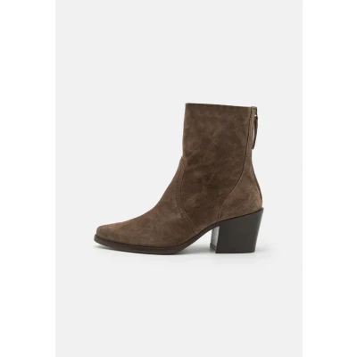 Afbeelding van Paul Green Cowboy/Bikerlaarsjes, Dames, Maat: 38, Earth Veloursleer