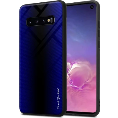 Afbeelding van Cadorabo Hoesje geschikt voor Samsung Galaxy S10 4G in KOBALT PAARS Beschermhoes gemaakt van TPU silicone Case Cover en achterkant gehard glas