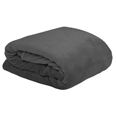 Afbeelding van Lovely Casa deken afmetingen 130 x 160 cm 100% polyester kleur antraciet model knuffeldeken fleece zachte warme comfortabele bankdeken