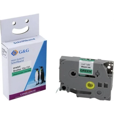 Afbeelding van G&amp;G Labeltape Tapekleur: Groen Tekstkleur: Zwart 12 mm 8 m
