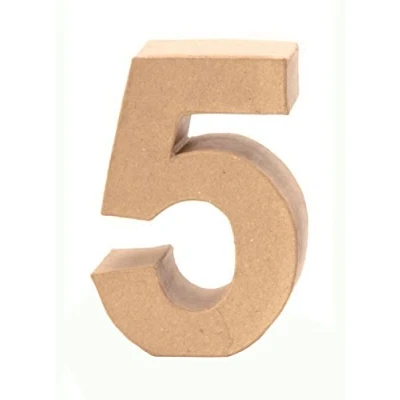 Afbeelding van Glorex 6 2029 135 Papp Nummer 5, van bruin karton, ca. 17,5 x 5,5 cm groot, om te beschilderen en beplakken, voor servettechniek decopatch, ideaal als decoratie