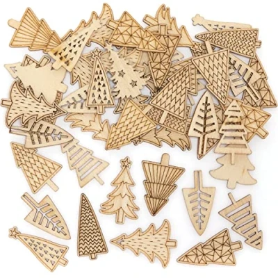 Afbeelding van Baker Ross FE982 Mini houten vormen voor kinderen, motief kerstboom, 72 stuks, vorm om te schilderen, decoratie, creatieve vrije tijd, knutselen kinderen