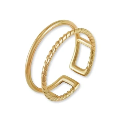 Afbeelding van GD GOOD.designs EST. 2015 Verstelbare roestvrijstalen damesring Waterbestendig Dubbele open ring in 18 karaat goud zilver roségoud Inclusief geschenkdoos voor dames