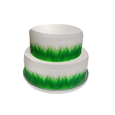 Afbeelding van Eetbaar groen grasthema decoratief blad perfect voor grote taarten eenvoudig te gebruiken