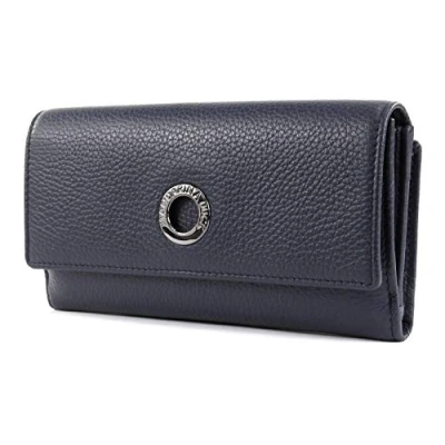 Afbeelding van MANDARINA DUCK Portemonnee Mellow Leather Wallet with Flap Dress Blue Blauw