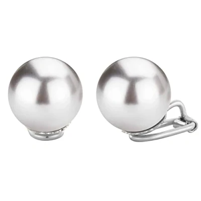 Afbeelding van Traveller Clip Oorbellen Oorclips Dames Pareloorclips Zilverkleurig Parels ø 14 mm Grijs Geplatineerd 710114