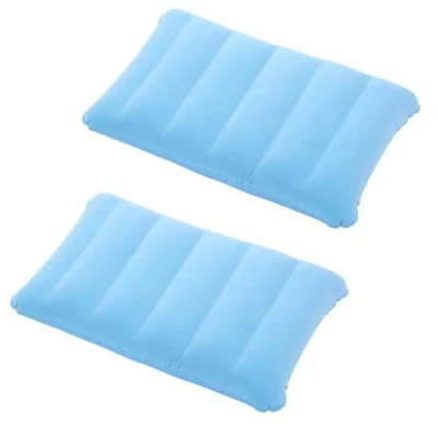 Afbeelding van tintoke Set van 2 opblaasbare kussens voor kamperen, reizen, wandelen, fluweel, nekkussen, strand, outdoor, wandelen (blauw)