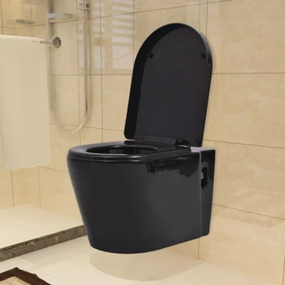 Afbeelding van Hangend toilet keramiek zwart