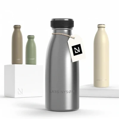 Afbeelding van LARS NYSØM &#039;Ren&#039; Roestvrijstalen drinkfles 350ml BPA vrij geïsoleerde waterfles 0,35 Liter Stainless Steel