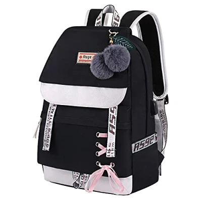 Image de Asge Femme Sac à dos Unisexe Loisir Backpack Garçons école Sacs Filles Mignon Cartable Nylon Imperméable Daypacks Adulte Fashion Décontracté Bag College Pack, Noir1, M, daypack