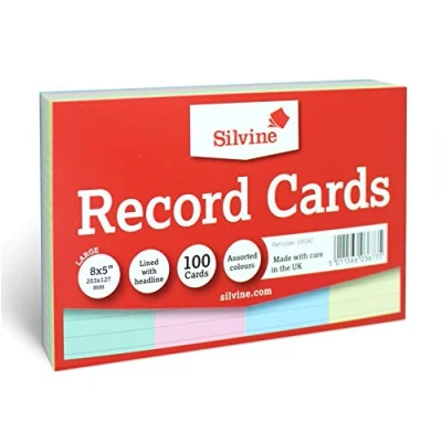 Afbeelding van Silvine Kaarten, 203 x 127 mm, gelinieerd, 100 stuks, verschillende kleuren