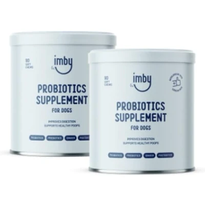 Afbeelding van Imby &quot;Probiotica&quot; Honden Supplement 2 Potten Hondensnacks Ondersteunt darmgezondheid &amp; vertering Hondenkoekjes voor consistente stoelgang 100% Natuurlijke Hondenvoeding Probiotica Hond 180 Hondensnoepjes