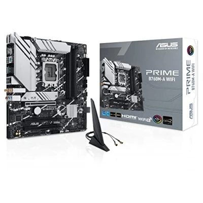 Image de ASUS PRIME B760M A WIFI carte mère micro ATX Socket LGA1700 B760 Chipset USB 3.2 Gen 1, 2, C 1 2.5 Gigabit LAN, Wi Fi 6, Bluetooth graphique embarquée (unité centrale requise) audio HD (8 canaux)