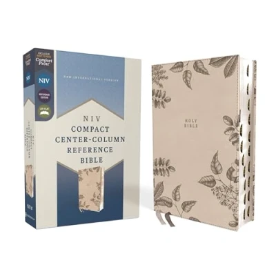 Afbeelding van NIV, Compact Center Column Reference Bible, Leathersoft, Stone, Red Letter, Thumb Indexed, Comfort Print