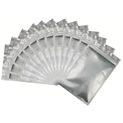 Afbeelding van Rimiko hersluitbare en thermisch verzegelde aluminiumfoliezakjes met ritssluiting, ondoorzichtig, luchtdichte mylar zakken voor het bewaren van levensmiddelen voorwerpen, 50 stuks, 12 x 20 cm,