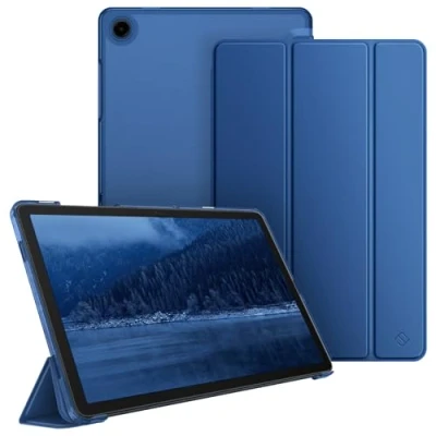Afbeelding van Fintie Ultradunne beschermhoes voor Samsung Galaxy Tab A9 Plus 11 inch 2023, doorschijnende achterkant met automatische slaap/waakfunctie A9+ SM X210/X216/X218 tablet, marineblauw