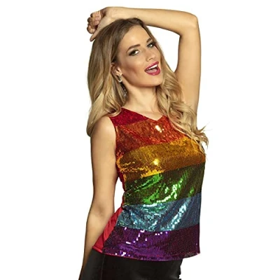 Afbeelding van Boland Top Pailletten regenboog (M) Volwassenen Showgirl Pride