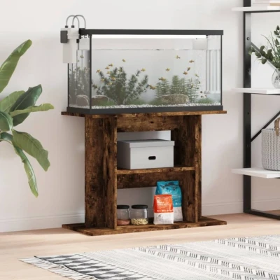 Afbeelding van vidaXL Aquariumstandaard 80x35x60 cm bewerkt hout gerookt eikenkleurig