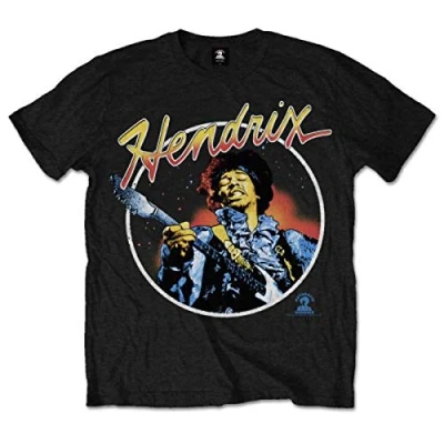 Afbeelding van Jimi Hendrix Script Circle Heren T shirt S Zwart