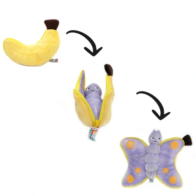 Afbeelding van Flipetz 2 in 1 Knuffel Poppet de Vlinder / Banaan 10 x 6 20 cm Les Déglingos