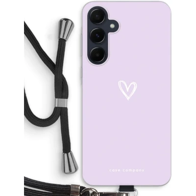 Afbeelding van Case Company® hoesje met Koord geschikt voor Samsung Galaxy A55 Klein hartje paars Telefoonhoesje Zwart Bescherming aan alle Kanten en Over de Schermrand