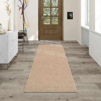 Afbeelding van Jute look Vloerkleed voor binnen en buiten 80x250 cm Rechthoekig Loper slaapkamer in de hal natuurlijke keukenloper, keukentapijt Buitentapijt of Tuintapijt balkon terras KANSAS kleed by The Carpet