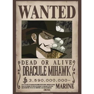 Afbeelding van Poster One Piece Wanted Dracule Mihawk Wano A3 Formaat 29.7 x 42CM