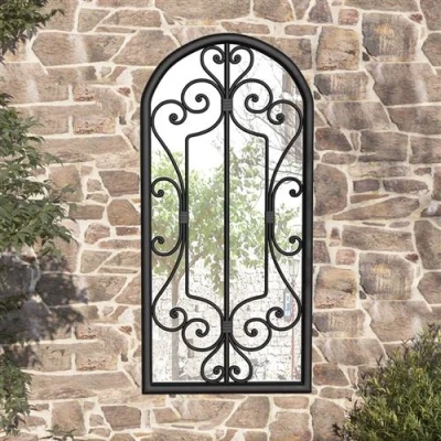 Afbeelding van vidaXL Tuinspiegel Zwart 100 x 45 cm