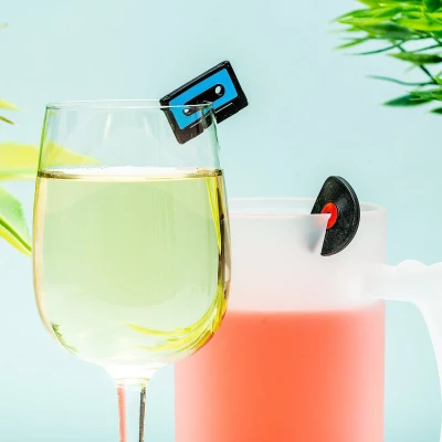 Afbeelding van Cassette En Elpee Glasmarkeerders (set Van 6)
