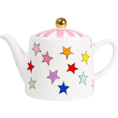 Afbeelding van Blond Amsterdam Even Bijkletsen Star Mix Theepot 1,5 Liter Wit