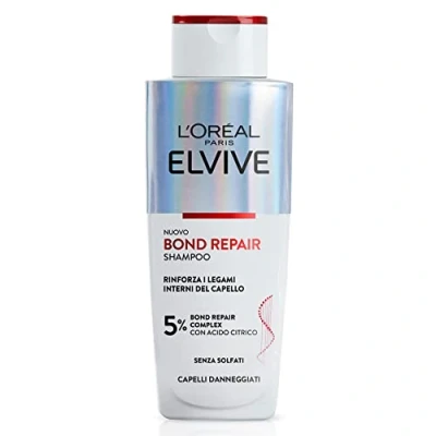 Afbeelding van L&#039;Oréal Paris Elvive Bond Repair Shampoo voor beschadigd haar, herstelt de interne verbindingen van het met citroenzuur, 200 ml