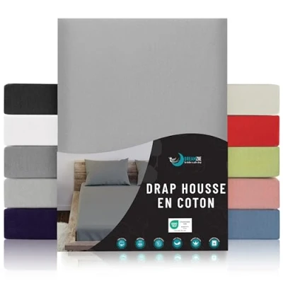 Afbeelding van Dreamzie Hoeslaken, 140 x 200 cm, grijs 100% jersey katoen Oeko Tex gecertificeerd hoeslaken cm met spanhoogte 22