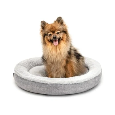 Afbeelding van lionto Hondenbed, rond, kussen, hondenmand, kattenmand, donut, 55 cm diameter, grijs