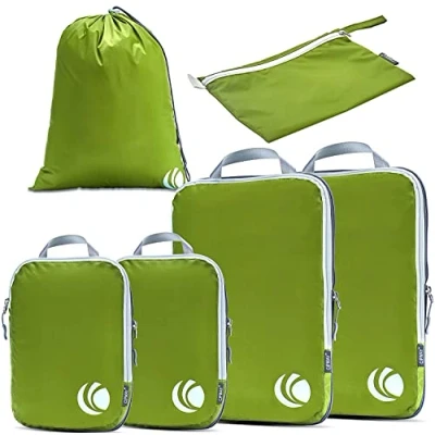 Afbeelding van Cipway Set van ultralichte en uitbreidbare compressiekubussen voor handbagage, Groen 6 stuks