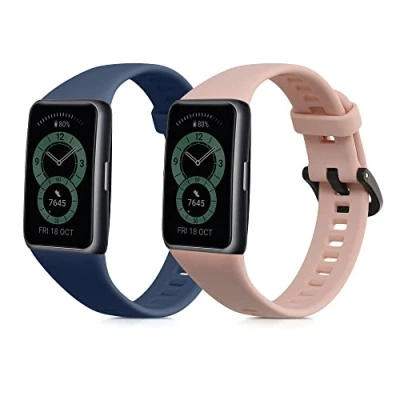 Afbeelding van kwmobile 2x armband geschikt voor Huawei Band 6 Bandjes fitnesstracker in donkerblauw / oudroze