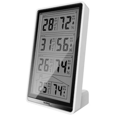 Afbeelding van WS 7060 modern temperatuurstation met 3 buitensensoren en 4 meetwaarden van Technoline