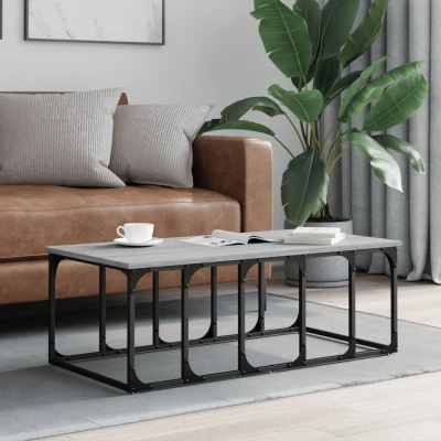Afbeelding van Salontafel 100x50x35,5 cm bewerkt hout grijs sonoma eikenkleur