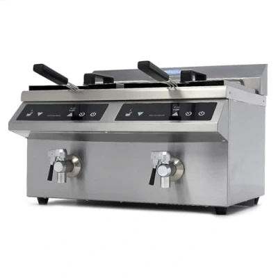 Afbeelding van Maxima Frituurpan 2x 8 L 2 Manden met Tapkraan Inductie Friteuse