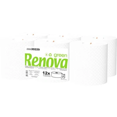 Afbeelding van RENOVA 5601028004961 Jumbo Renovagreen toiletpapier, 12 rollen wit