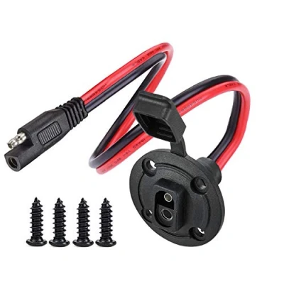 Afbeelding van DONJON SAE stopcontact, oplaadkabel, adapter, aansluiting, zijwandpoort, stekker, weerbestendig, zonne energie, 10 AWG, voeding, kabel (50 cm)